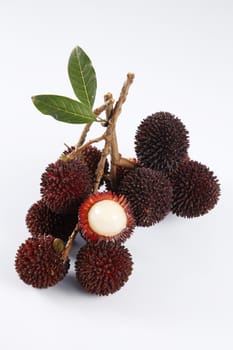 pulasan  thick skin or wild rambutan on the white background