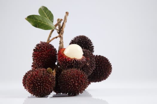 pulasan  thick skin or wild rambutan on the white background