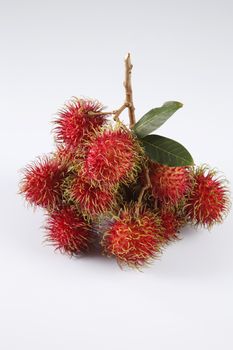 asian fruit rambutan on the plain background