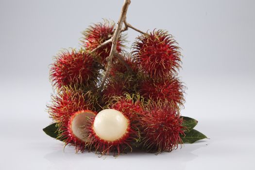 asian fruit rambutan on the plain background