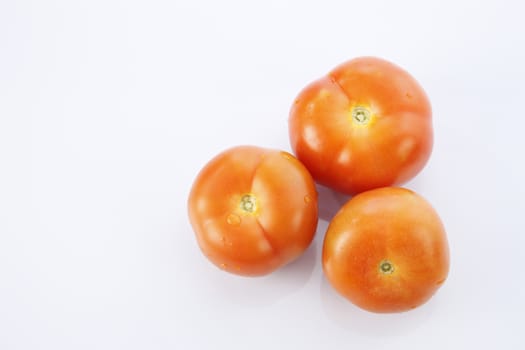 top view of tomatoes on the white backgrond