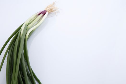 Spring Onions on White Background