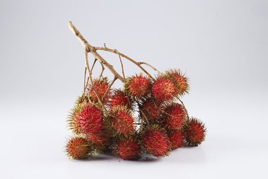 asian fruit rambutan on the plain background