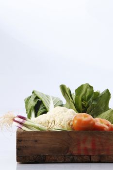 group shot of vegetables in a create