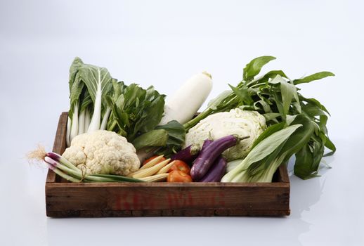 group shot of vegetables in a create