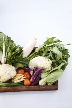 group shot of vegetables in a create