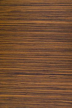 Zebrawood design of brown and black striped color on a laminated table top.