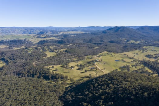 Aerial view of the Kanimbla Valley in The Blue Mountains in New South Wales in Australia