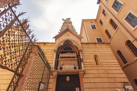 VERONA, ITALY 10 SEPTEMBER 2020: View of Arche Scaligere in Verona in Italy