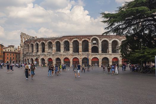 VERONA, ITALY 10 SEPTEMBER 2020: View of Arena of Verona in Italy