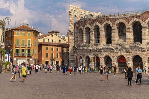 VERONA, ITALY 10 SEPTEMBER 2020: View of Arena of Verona in Italy