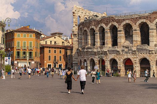 VERONA, ITALY 10 SEPTEMBER 2020: View of Arena of Verona in Italy