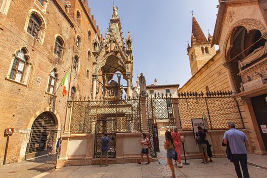 VERONA, ITALY 10 SEPTEMBER 2020: View of Arche Scaligere in Verona in Italy