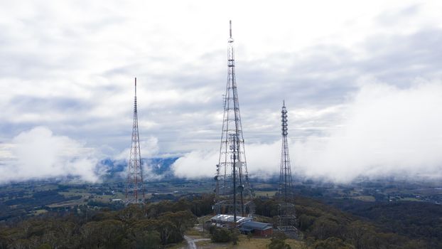 Communication towers on Mount Canobolas in the New South Wales regional town of Orange