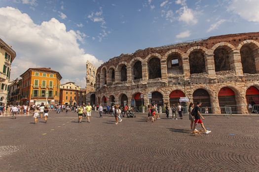 VERONA, ITALY 10 SEPTEMBER 2020: View of Arena of Verona in Italy