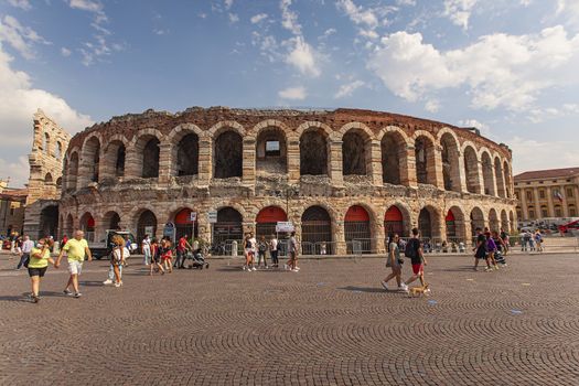 VERONA, ITALY 10 SEPTEMBER 2020: View of Arena of Verona in Italy