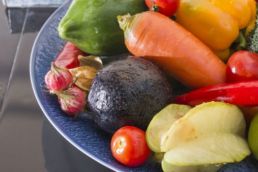 Close up many vegetable on dish