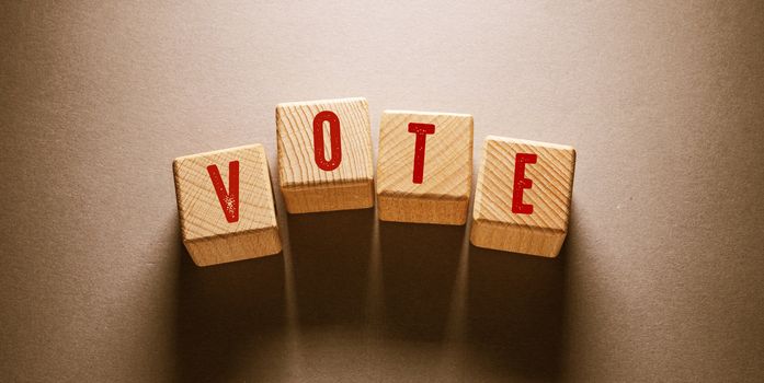 Vote Word Written on Wooden Cubes
