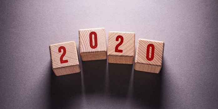 2020 Word Written on Wooden Cubes