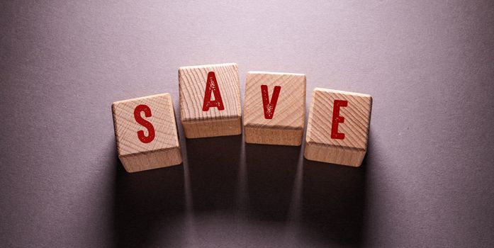 Save Word Written on Wooden Cubes