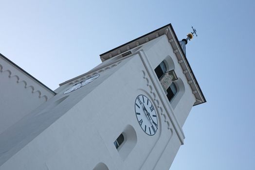 Eisscholl, Switzerland on july 17, 2020: The restored church of the small village of Eisscholl, Switzerland