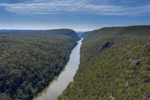 The Nepean River running through forest in regional New South Wales in Australia