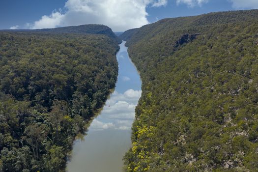 The Nepean River running through forest in regional New South Wales in Australia