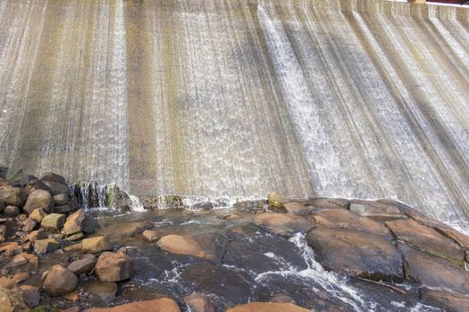 The reservoir wall at Lake Canobolas in Orange in regional New South Wales in Australia