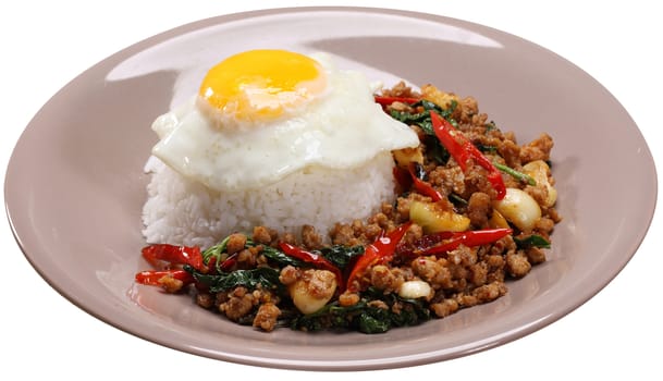 Nasi Goreng isolated on white background with clipping path