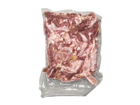 Raw rashers of bacon in package isolated on white background with clipping path