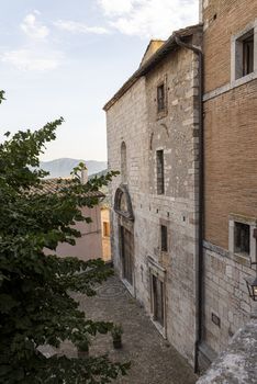 stroncone,italy september 11 2020:church of san michele arcangelo in the town of stroncone