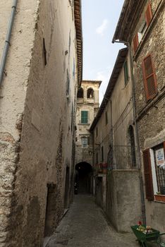 stroncone,italy september 11 2020:architecture of alleys and buildings in the country of stroncone