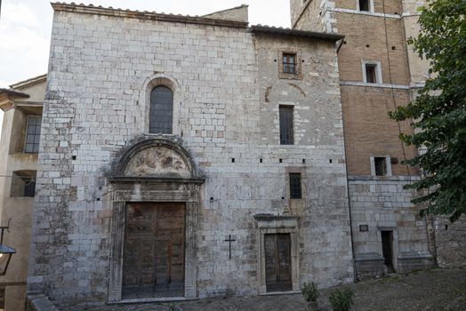 stroncone,italy september 11 2020:church of san michele arcangelo in the town of stroncone