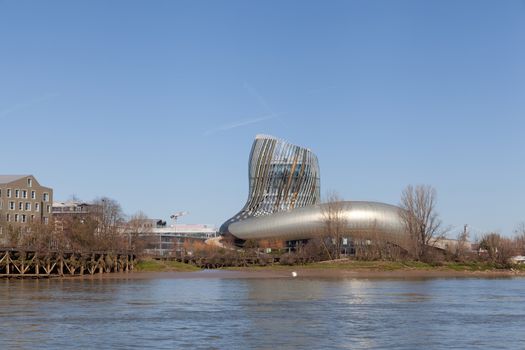Bordeaux, France: 22 February 2020: Cite du Vin (city of wine) museum