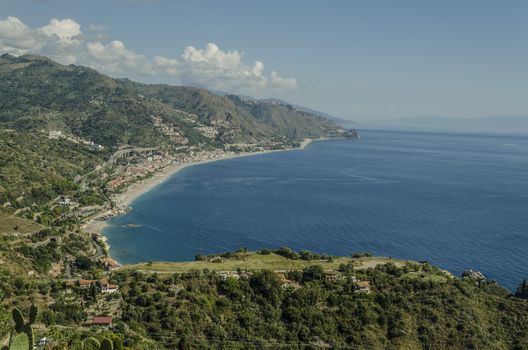 Panoramic view of the Sicilian coastline and neighboring territory