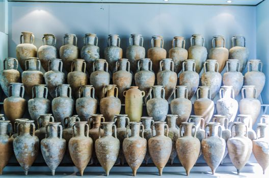 24-09-2016 Regional Aeolian Archeological Museum “Luigi Bernabò Brea”Via del Castello – Lipari (Messina) Part of a set of amphorae discovered in a wreck lying 38 meters deep on the island of Panarea in the year nineteen hundred and seventy-nine. It is estimated that they are from the first year after Christ and that the wreck came from the region of campania. The amphorae are mostly dressel type and pompei type