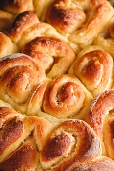 Sweet tasty homemade rose buns rolls with sugar