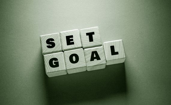 Set Goal Word Written on Wooden Cubes