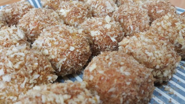 Closeup view of fried pizza bomb or pizza balls. Pizza bombs are delicious and tasty altered form of pizza.