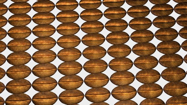 Roasted coffee beans background with copy space for text and advertisements. Coffee beans are healthy for human brain and nervous system. 3D rendering