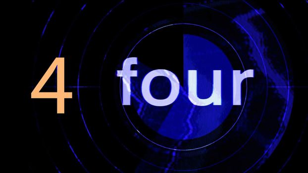 Glitched and blurred view of Number written as digit and in English text. Illustration of typography on black background.