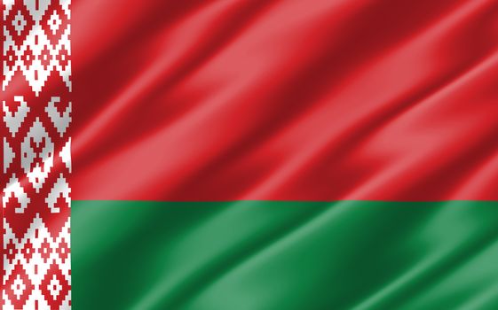Silk wavy flag of Belarus graphic. Wavy Belarusian flag illustration. Rippled Belarus country flag is a symbol of freedom, patriotism and independence.