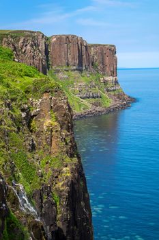 The Kilt rock on the Isle of Skye in Scotland