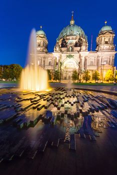 The Berliner Dom in the heart of Berlin at night