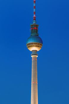 The TV Tower in Berlin illuminated at dawn