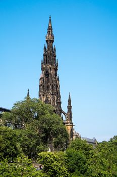 The spire of the Scott Monument in Edinburgh, Scotland