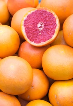 Ripe blood oranges for sale at a market