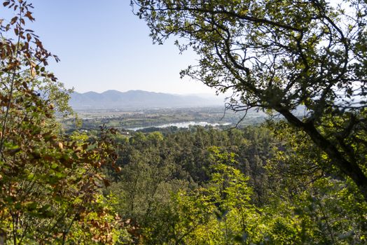 panorama of lake narni seen from the town of narni