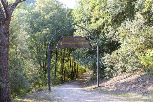 entrance to the path that leads to the geographical center of Italy in Narni