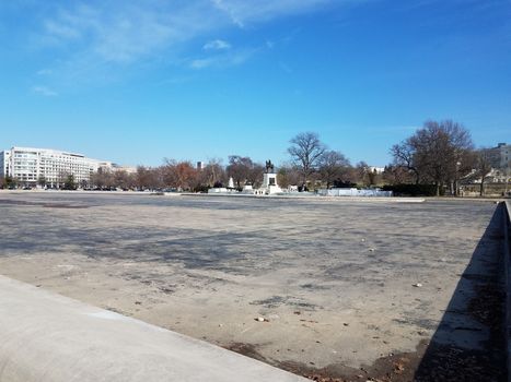 cement at drained capitol reflecting pool in Washington DC